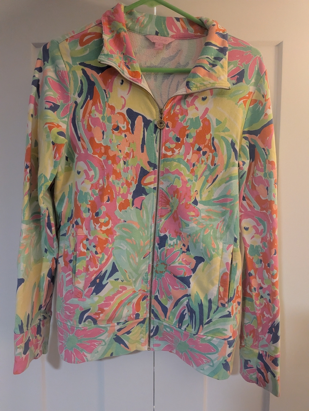 Lilly Pulitzer Pastel Floral Zip Bomber Jacket